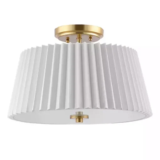 Kirklands Home Flush Mount Lighting|White Pleated Shade Flush Mount Light