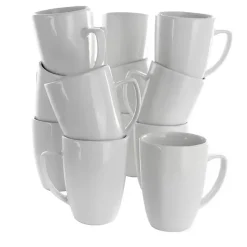 Kirklands Home Glassware & Drinkware|Porcelain Mugs, Set of 12 White
