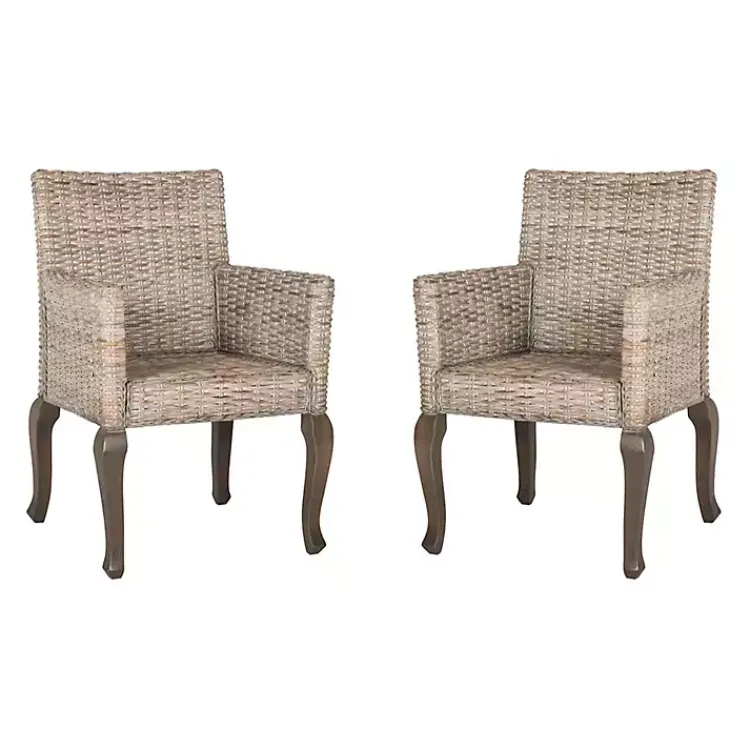 Kirklands Home Dining Chairs|White Rattan Curved Legs Dining Chairs, Set of 2