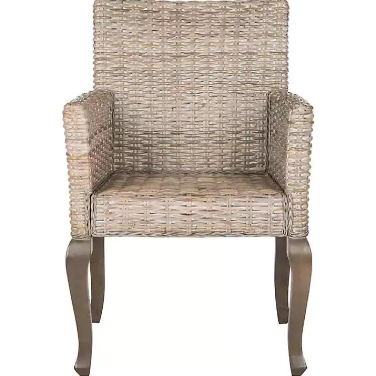 Kirklands Home Dining Chairs|White Rattan Curved Legs Dining Chairs, Set of 2