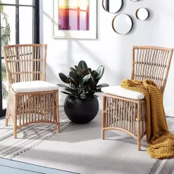 Kirklands Home Dining Chairs|Rattan Erika Dining Chairs, Set of 2 White