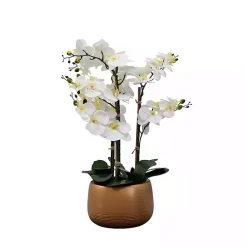 Outlet White Real Touch Orchid Arrangement in Gold Pot Arrangements & Greenery