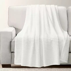 Outlet Ribbed Ultra Soft Faux Fur Throw Blankets & Throws