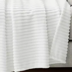 Outlet Ribbed Ultra Soft Faux Fur Throw Blankets & Throws