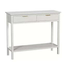 Kirklands Home Console Tables|Ribbed Wood 2-Drawer Colleen Console Table White