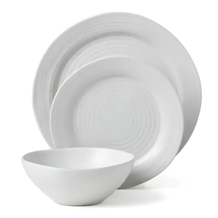 Kirklands Home Dinnerware|Ridge 12-pc. Stoneware Dinnerware Set White