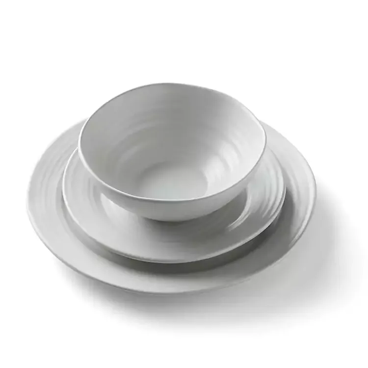 Kirklands Home Dinnerware|Ridge 12-pc. Stoneware Dinnerware Set White