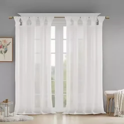 Kirklands Home Curtains & Drapes|Rosette Tab Top Curtain Panel, 63 in. White