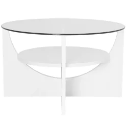 Kirklands Home Coffee Tables|Round Glass Coffee Table White