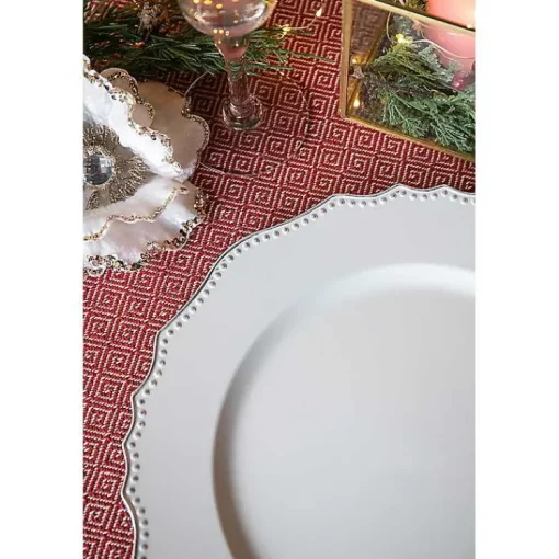 Kirklands Home Serving & Entertaining|Scalloped Beaded Rim Chargers, Set of 4 White