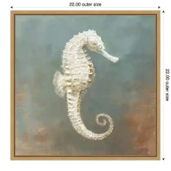 Kirklands Home Canvas Art|White Seahorse Framed Canvas Art Print