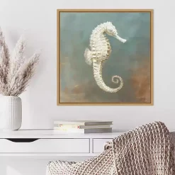 Kirklands Home Canvas Art|White Seahorse Framed Canvas Art Print