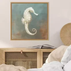 Kirklands Home Canvas Art|White Seahorse Framed Canvas Art Print