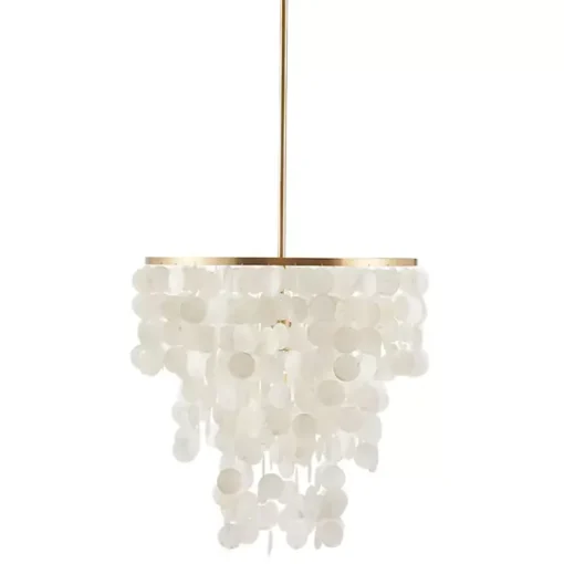 Kirklands Home Chandeliers & Pendant Lighting|Shell and Gold Metal Layered Chandelier White