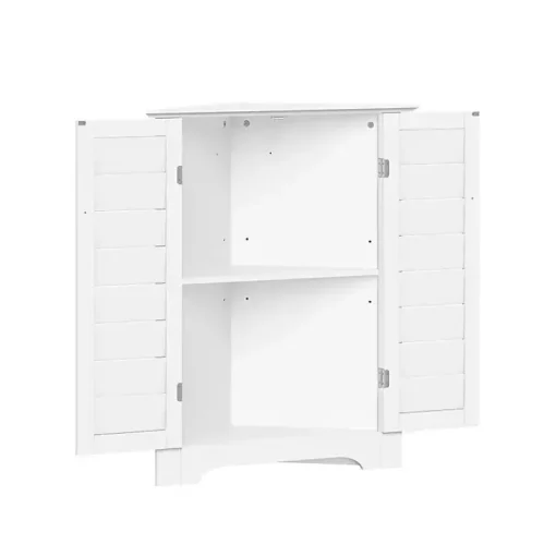 Kirklands Home Bathroom Furniture|Shutter Two Door Corner Storage Cabinet White
