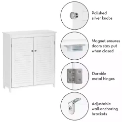 Kirklands Home Bathroom Furniture|Slatted 2-Door Bathroom Storage Cabinet White