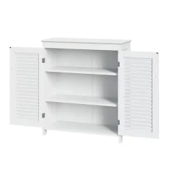 Kirklands Home Bathroom Furniture|Slatted 2-Door Bathroom Storage Cabinet White