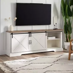 Kirklands Home Tv Stands & Media Consoles|Sliding Barn Door Media Cabinet White