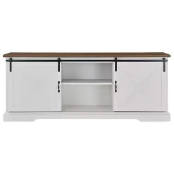 Kirklands Home Tv Stands & Media Consoles|Sliding Barn Door Media Cabinet White