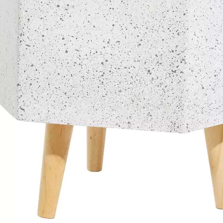 Kirklands Home Planters|Speckled Planters with Wooden Legs, Set of 2 White