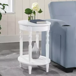 Kirklands Home Accent & End Tables|Spindle Legs Oval Accent Table White