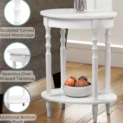 Kirklands Home Accent & End Tables|Spindle Legs Oval Accent Table White
