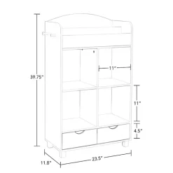 Kirklands Home Bookshelves|Storage Cabinet Bookshelf with 2 Navy Bins White