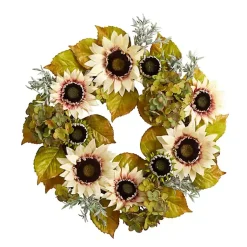 Clearance White Sunflowers and Hydrangeas Harvest Wreath Fall