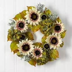 Clearance White Sunflowers and Hydrangeas Harvest Wreath Fall