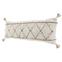 Online White Textured Diamond Lumbar Pillow Pillows