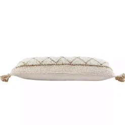 Online White Textured Diamond Lumbar Pillow Pillows