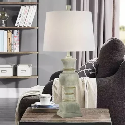 Kirklands Home Table Lamps|Textured Spindle Table Lamp White