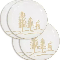 Outlet White Trees and Deer Dinner Plates, Set of 4 Christmas Dining & Entertaining