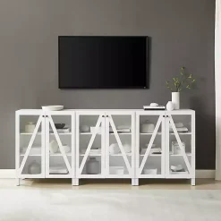 Kirklands Home Tv Stands & Media Consoles|Triangle 6-Door Wood Media Cabinet White