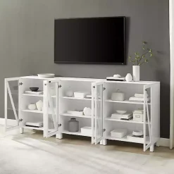 Kirklands Home Tv Stands & Media Consoles|Triangle 6-Door Wood Media Cabinet White