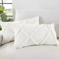 New Tufted Diamond Lumbar Pillows, Set of 2 Pillows