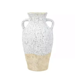 Discount White Two-Tone Ceramic Jug Vase with Handles Vases