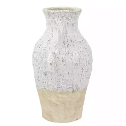Discount White Two-Tone Ceramic Jug Vase with Handles Vases