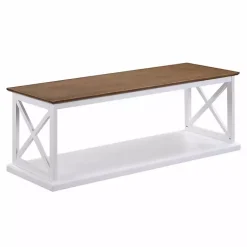 Kirklands Home Coffee Tables|Two-Tone Double X Sides Coffee Table White