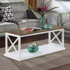 Kirklands Home Coffee Tables|Two-Tone Double X Sides Coffee Table White