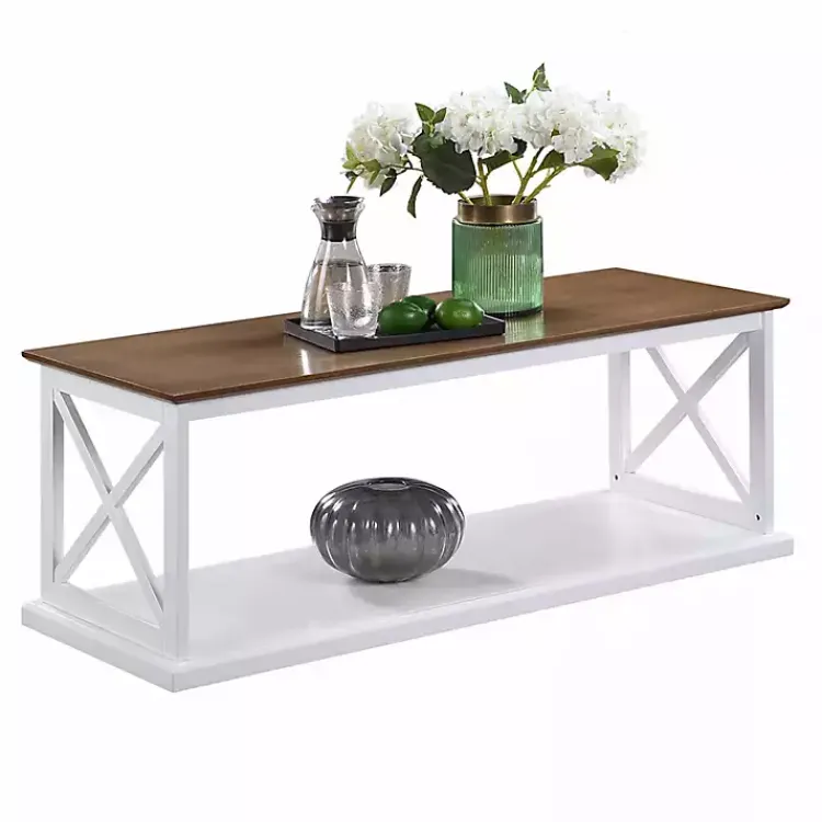 Kirklands Home Coffee Tables|Two-Tone Double X Sides Coffee Table White