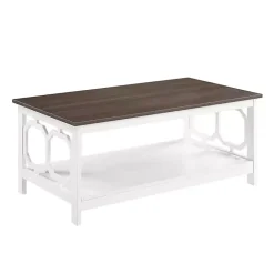 Kirklands Home Coffee Tables|White Two-Tone Geometric Sides Coffee Table