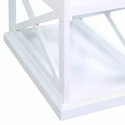 Kirklands Home Accent & End Tables|Two-Tone Wood Double X Sides Accent Table White