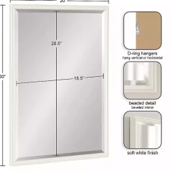 Kirklands Home Decorative Mirrors|White Vintage Beaded Wall Mirror, 30 in.