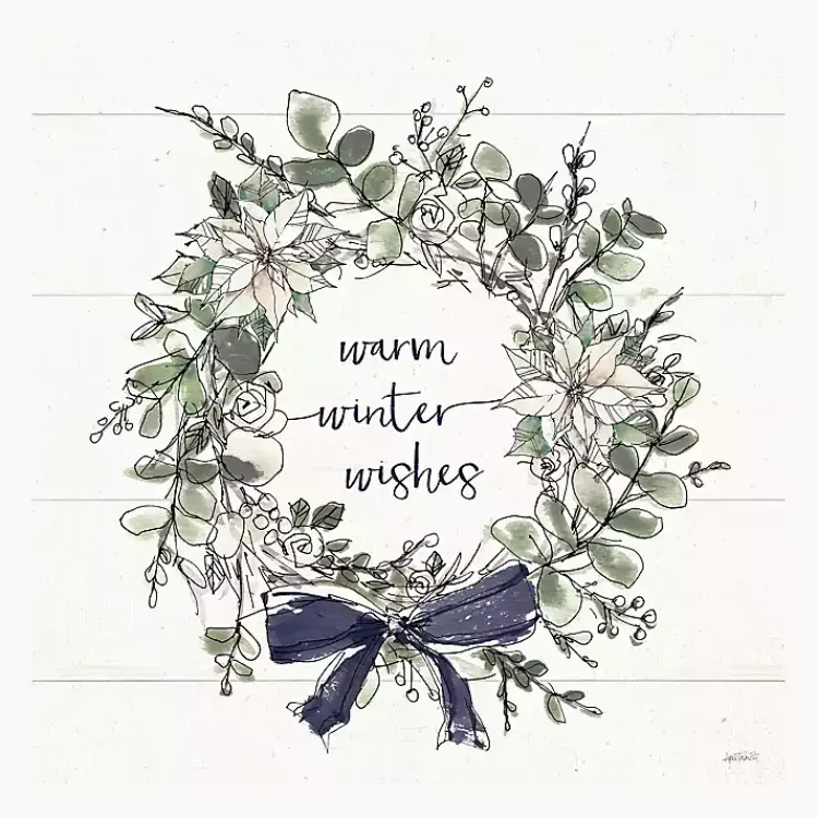 New Warm Winter Wishes Wreath Canvas Art Print Christmas Art & Wall Decor
