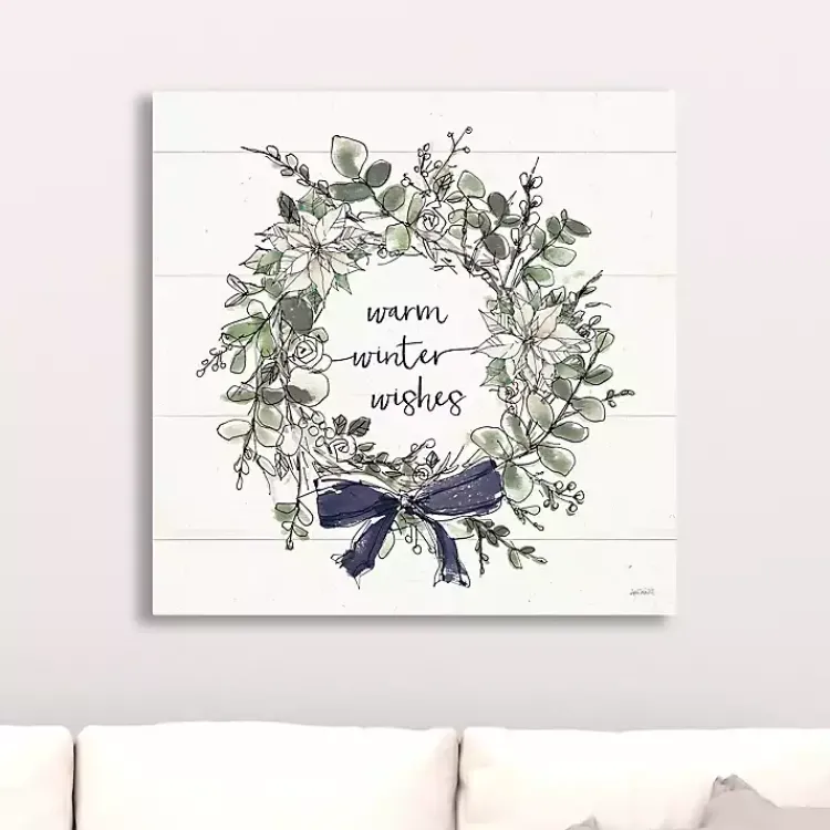 New Warm Winter Wishes Wreath Canvas Art Print Christmas Art & Wall Decor
