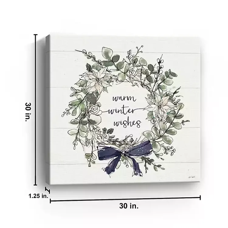 New Warm Winter Wishes Wreath Canvas Art Print Christmas Art & Wall Decor