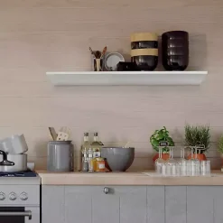 Kirklands Home Shelves|White Wedge Wood Large Floating Shelf