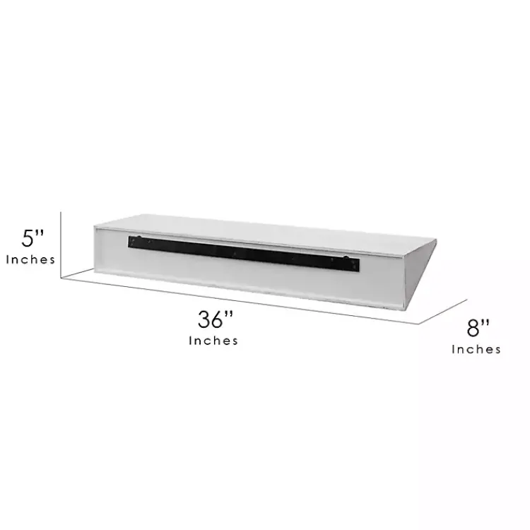 Kirklands Home Shelves|White Wedge Wood Large Floating Shelf