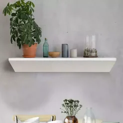 Kirklands Home Shelves|White Wedge Wood Small Floating Shelf
